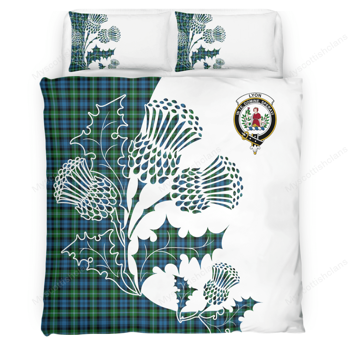 Lyon Tartan Crest Bedding Set - Thistle Style