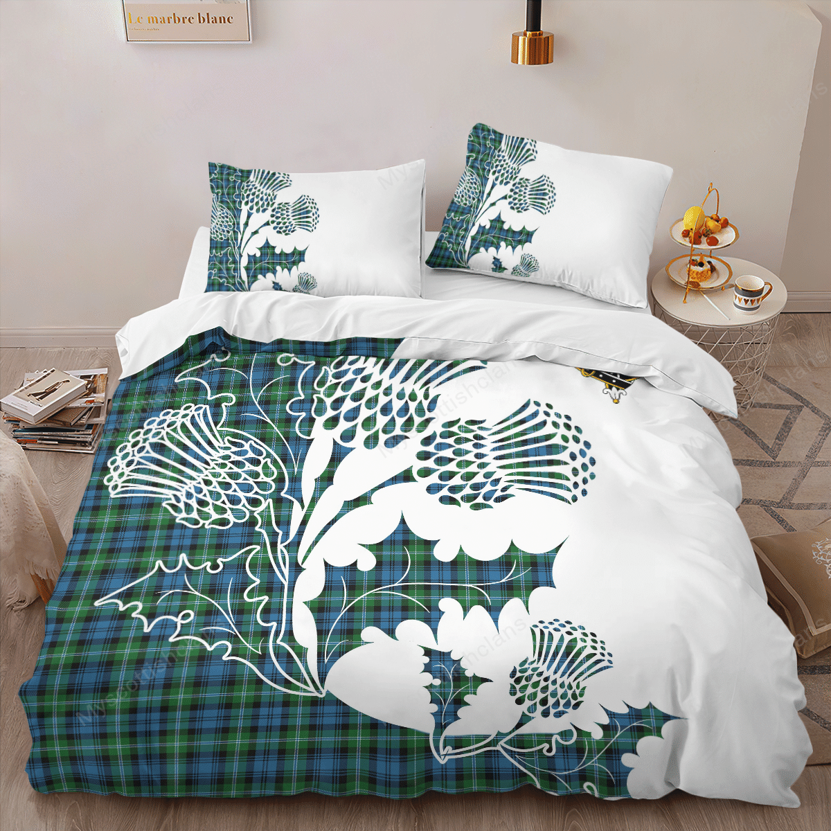 Lyon Tartan Crest Bedding Set - Thistle Style