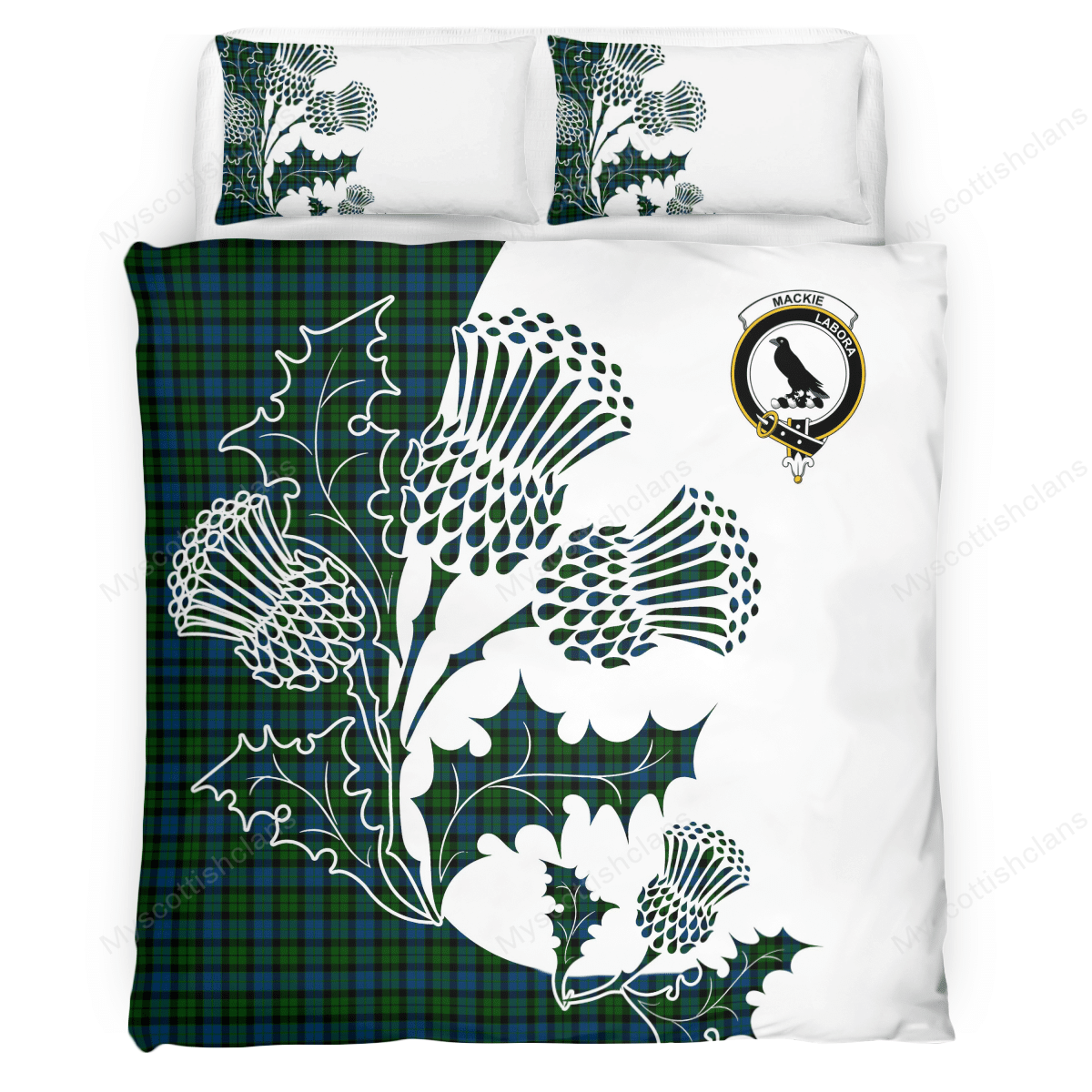 MacKie Tartan Crest Bedding Set - Thistle Style