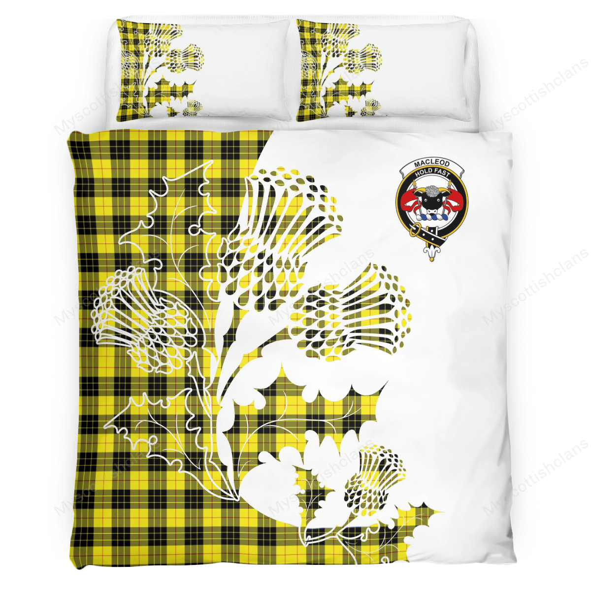 MacLeod Of Lewis Tartan Crest Bedding Set - Thistle Style