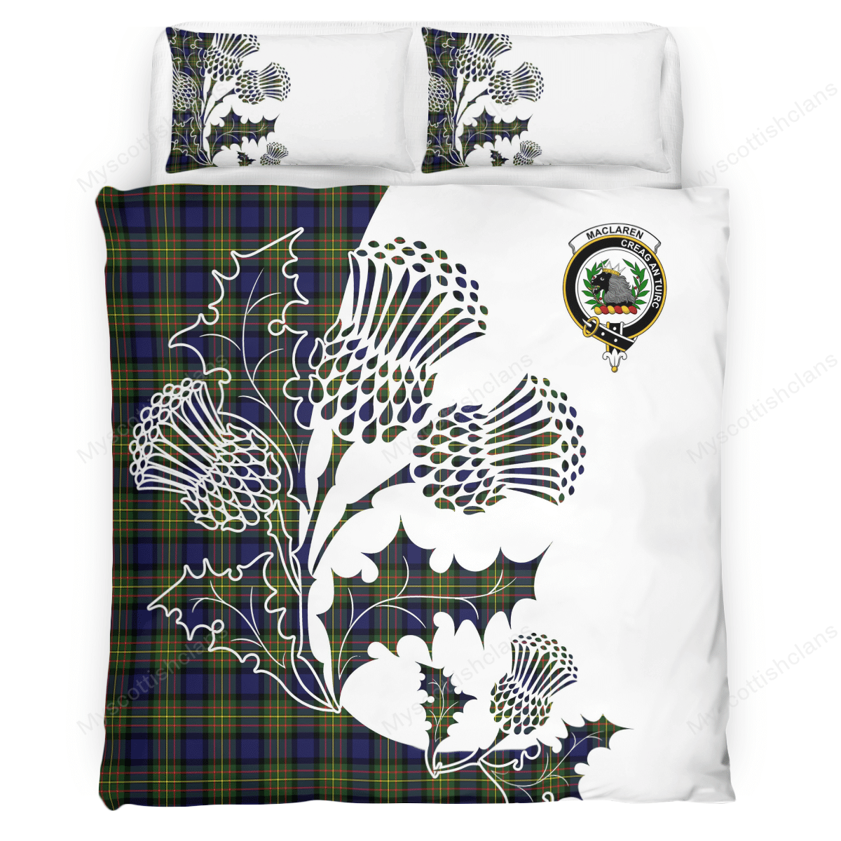 MacLaren Tartan Crest Bedding Set - Thistle Style