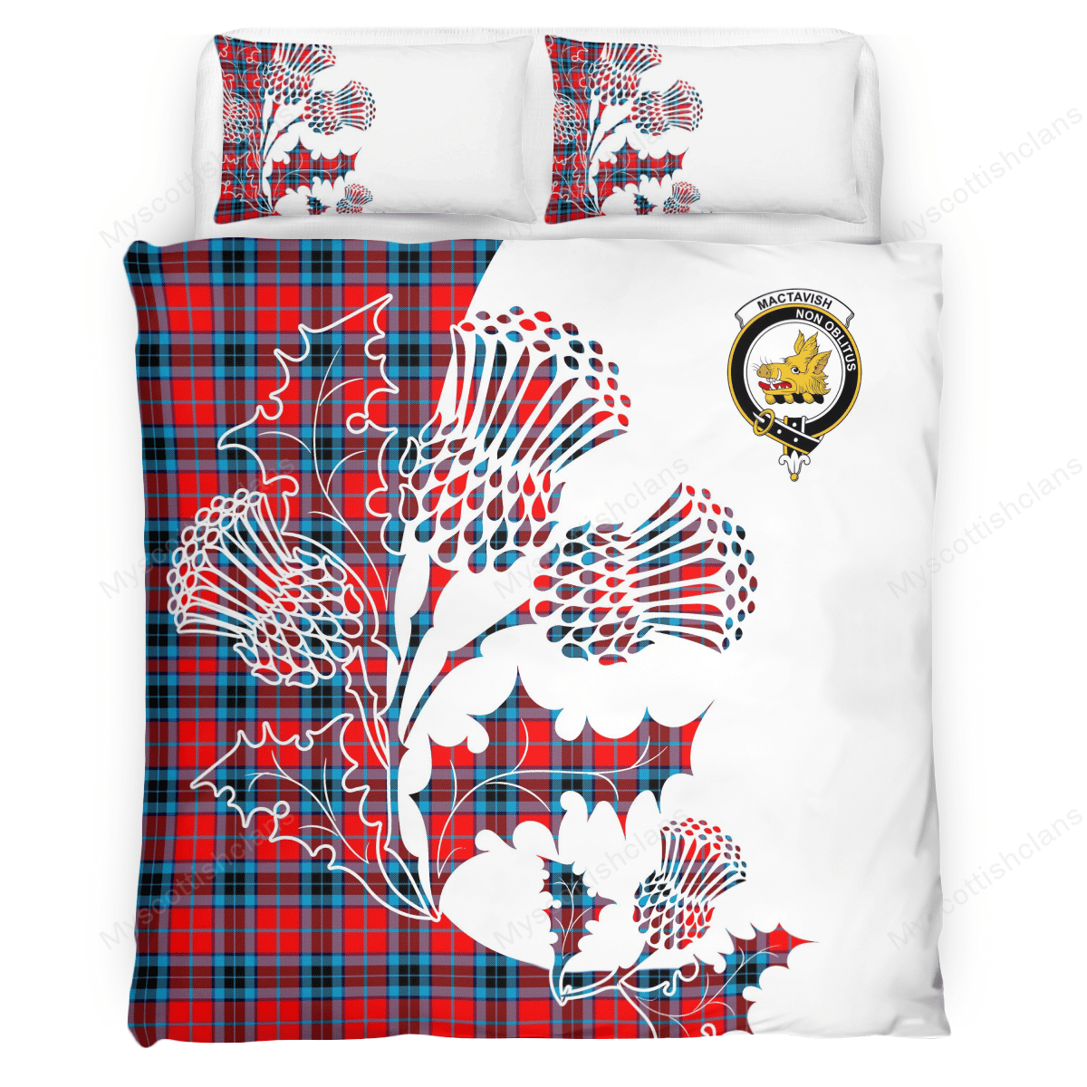 MacTavish Tartan Crest Bedding Set - Thistle Style