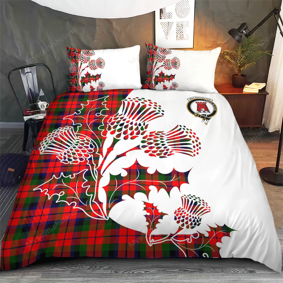 MacNaughten Tartan Crest Bedding Set - Thistle Style