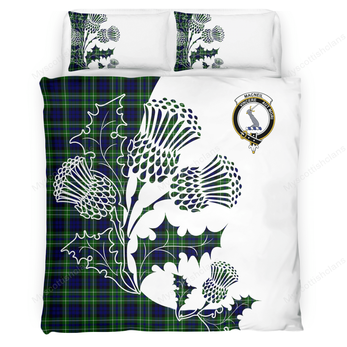 MacNeil of Colonsay Tartan Crest Bedding Set - Thistle Style