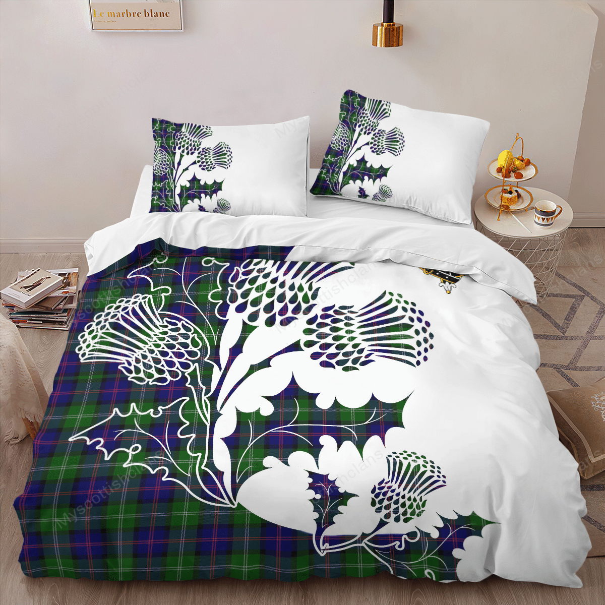 MacThomas Tartan Crest Bedding Set - Thistle Style