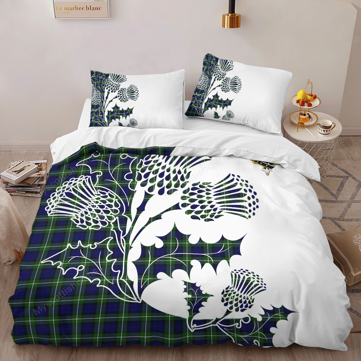 Meldrum Tartan Crest Bedding Set - Thistle Style