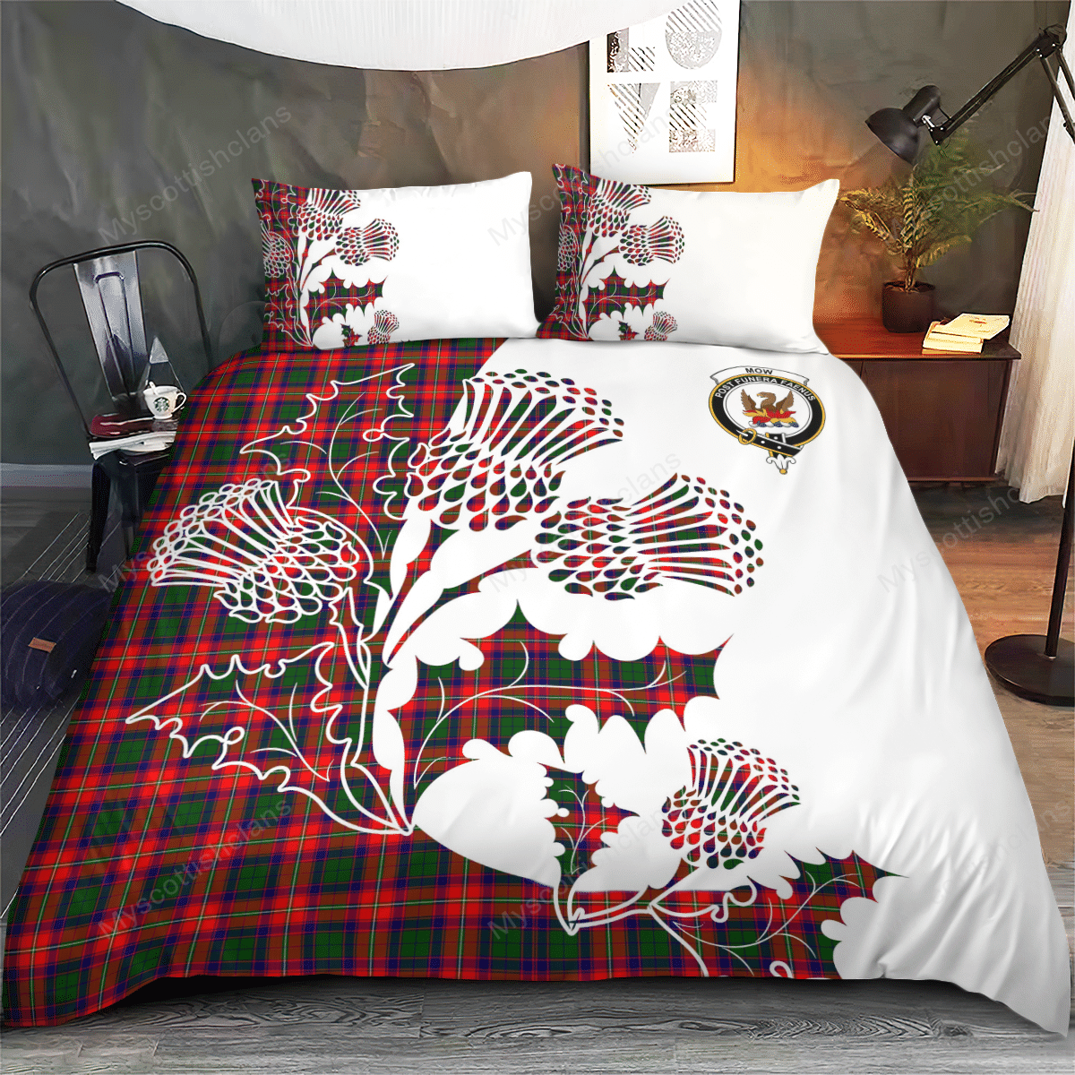 Mow Tartan Crest Bedding Set - Thistle Style