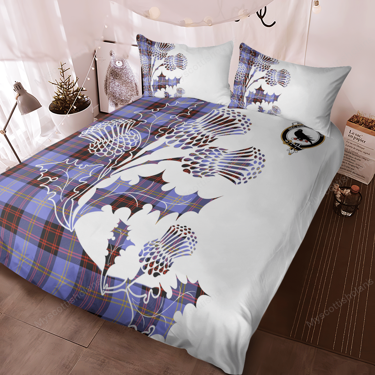 Rutherford Tartan Crest Bedding Set - Thistle Style