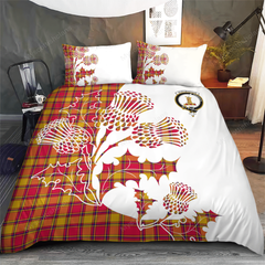 Scrymgeour Tartan Crest Bedding Set - Thistle Style