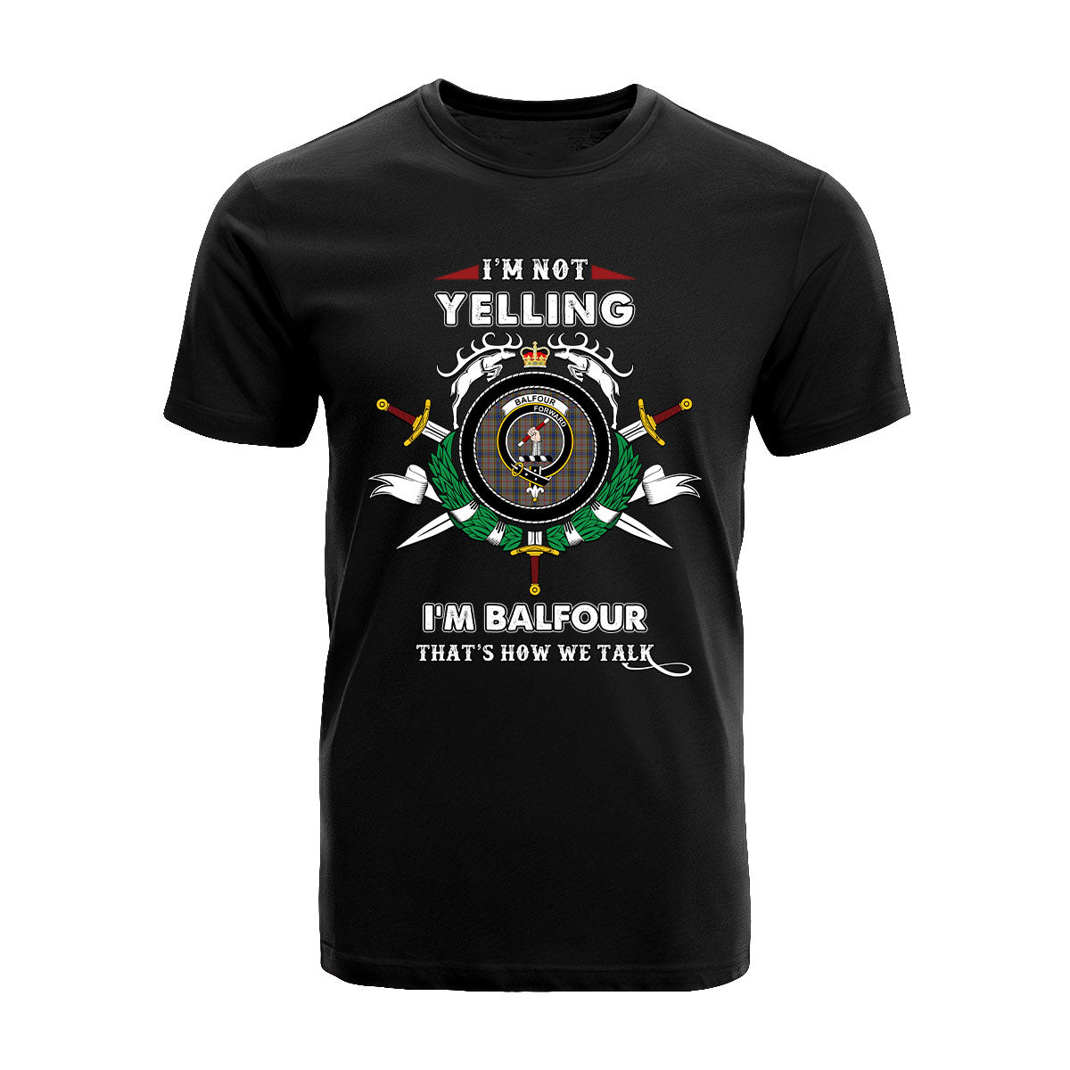 Balfour Tartan Crest T-shirt - I'm not yelling style