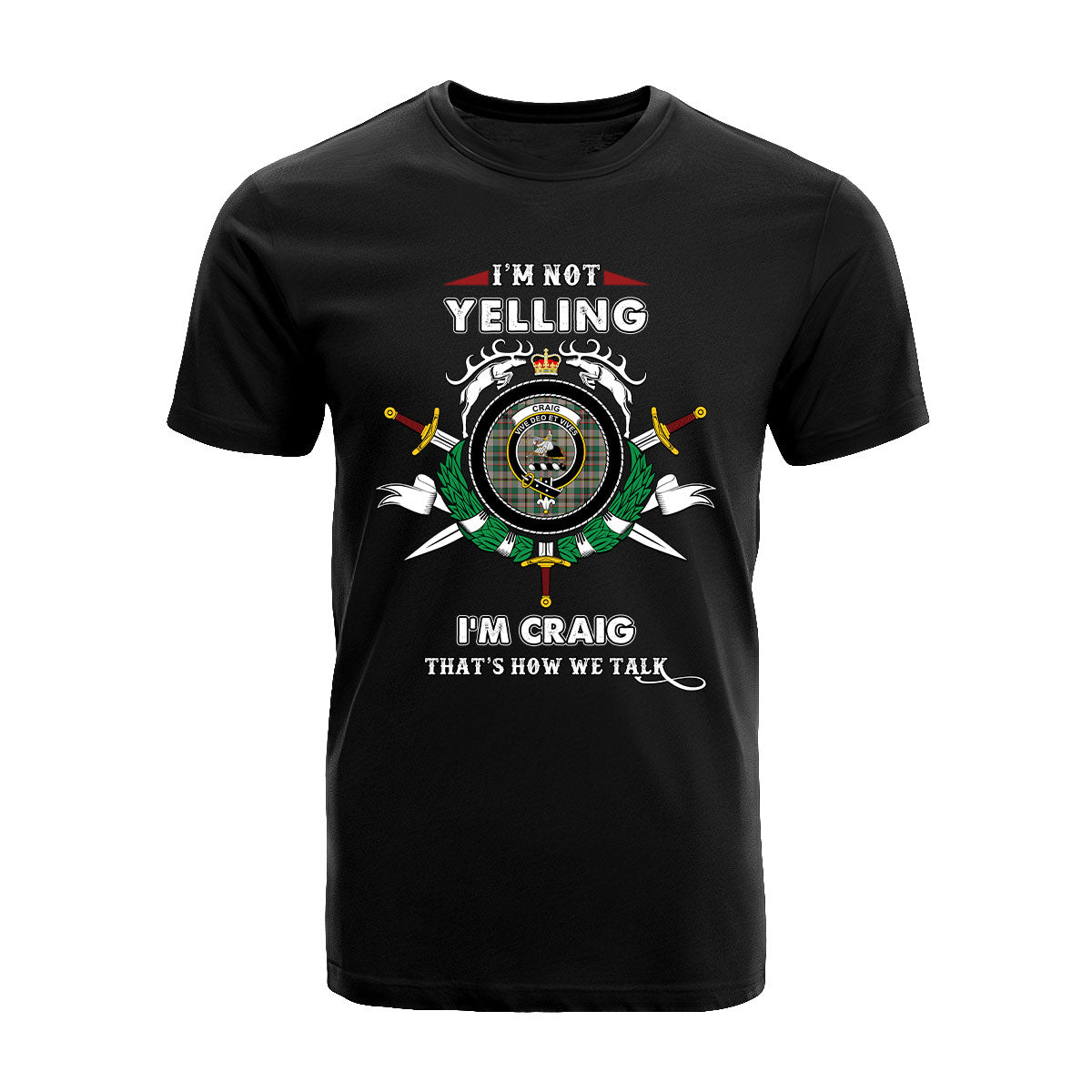 Craig Tartan Crest T-shirt - I'm not yelling style