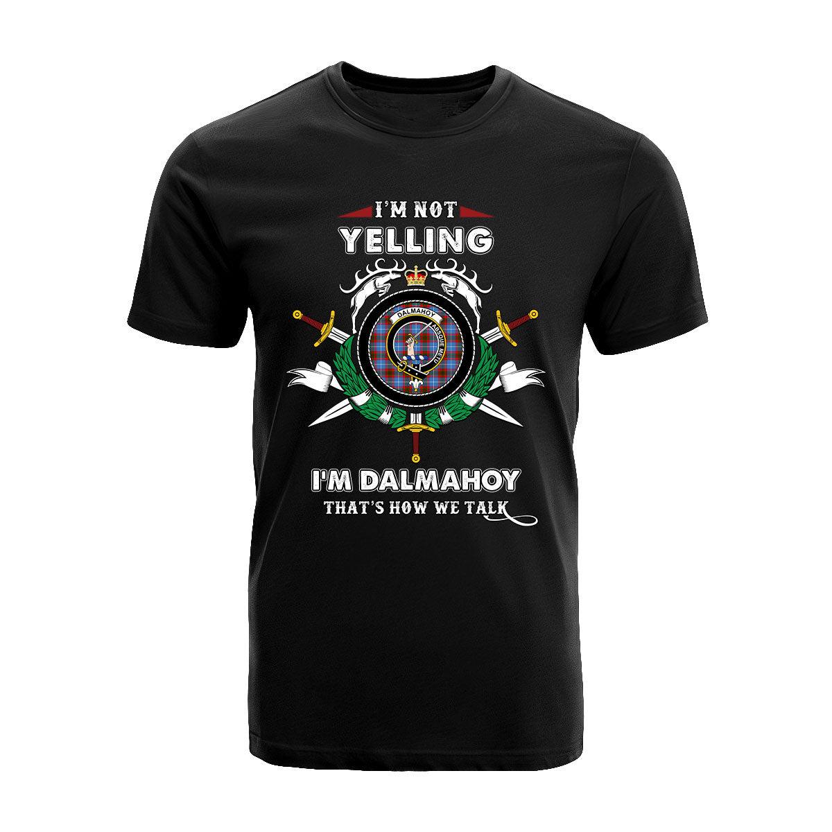 Dalmahoy Tartan Crest T-shirt - I'm not yelling style