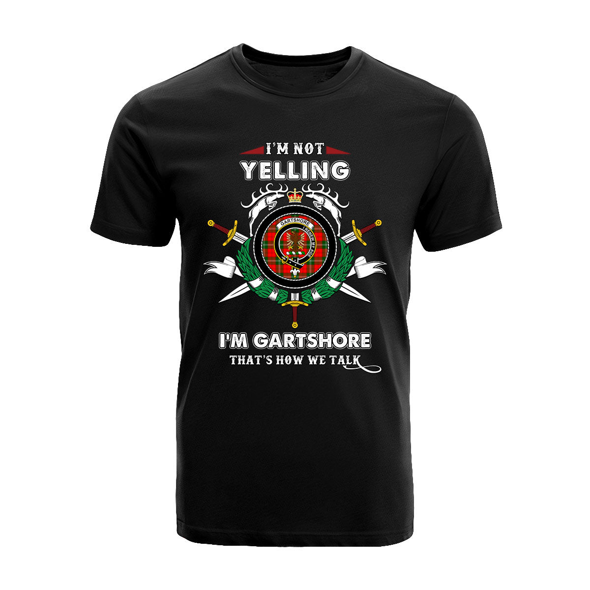 Gartshore Tartan Crest T-shirt - I'm not yelling style