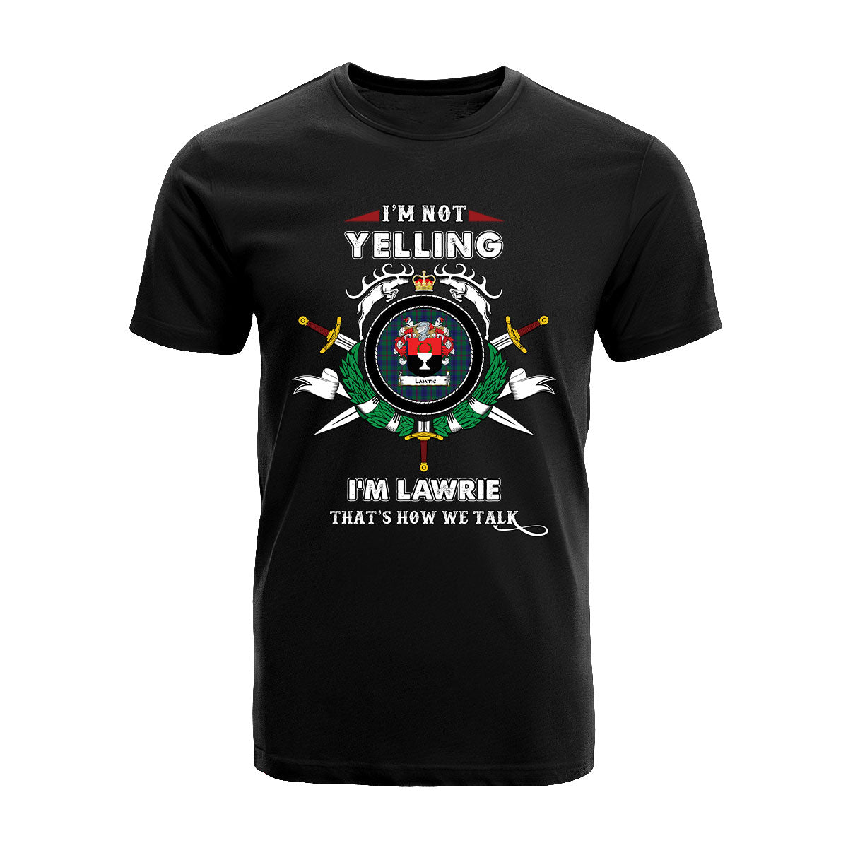 Lawrie Tartan Crest T-shirt - I'm not yelling style