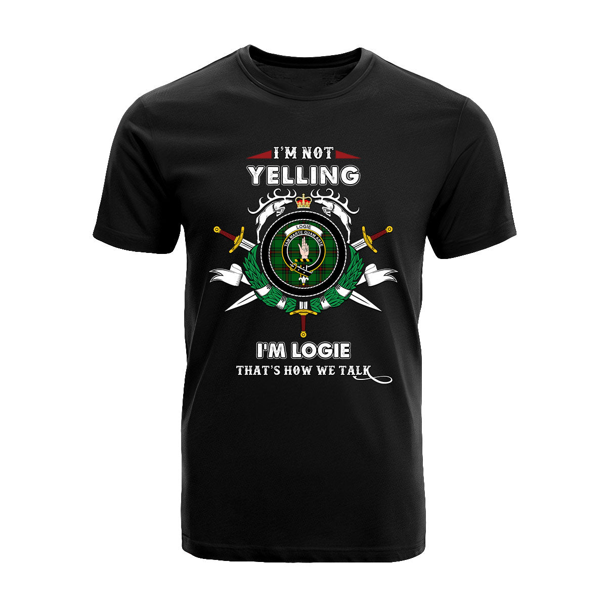 Logie Tartan Crest T-shirt - I'm not yelling style