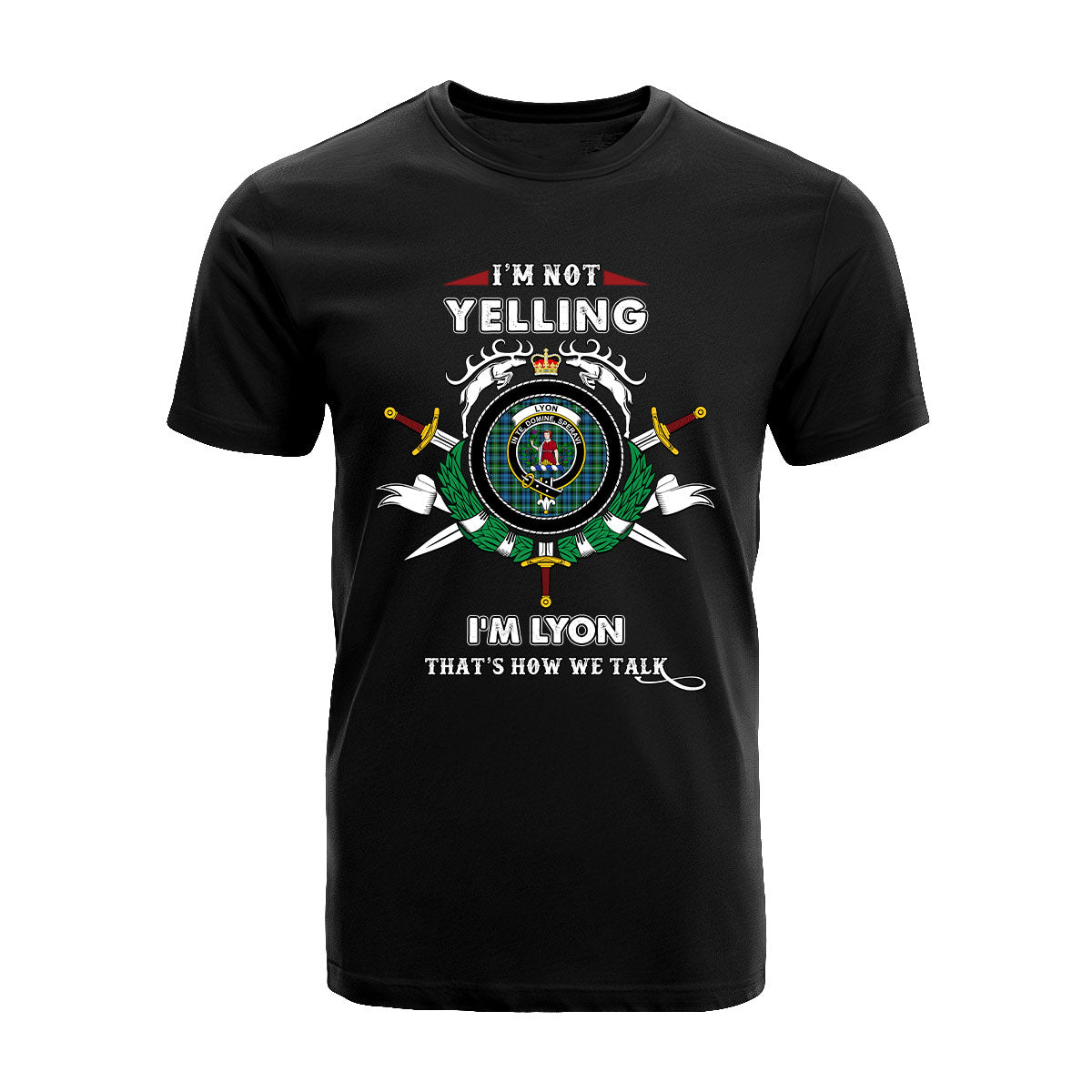 Lyon Tartan Crest T-shirt - I'm not yelling style