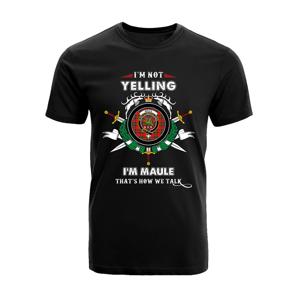 Maule Tartan Crest T-shirt - I'm not yelling style