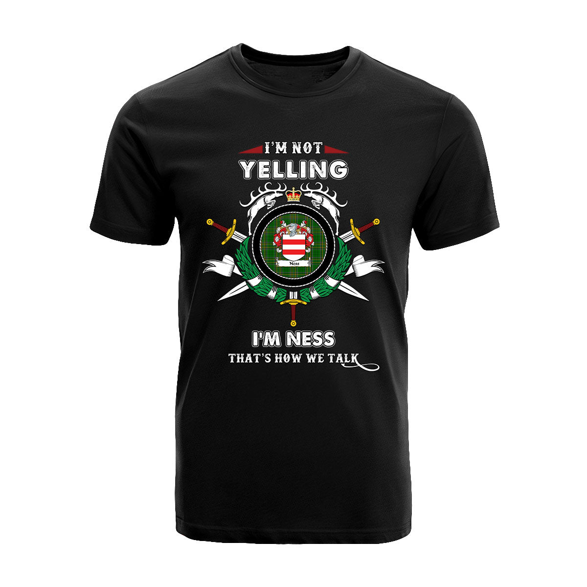 Ness Tartan Crest T-shirt - I'm not yelling style