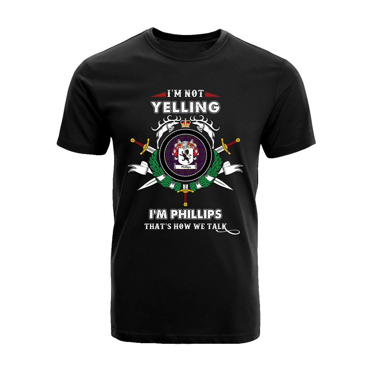 Phillips Tartan Crest T-shirt - I'm not yelling style