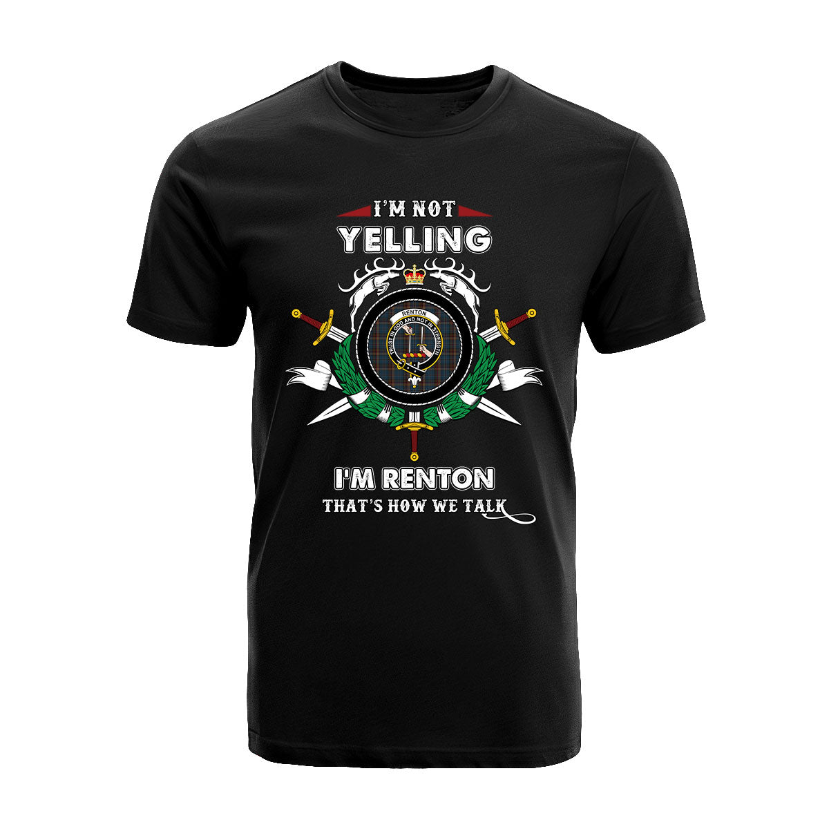 Renton Tartan Crest T-shirt - I'm not yelling style