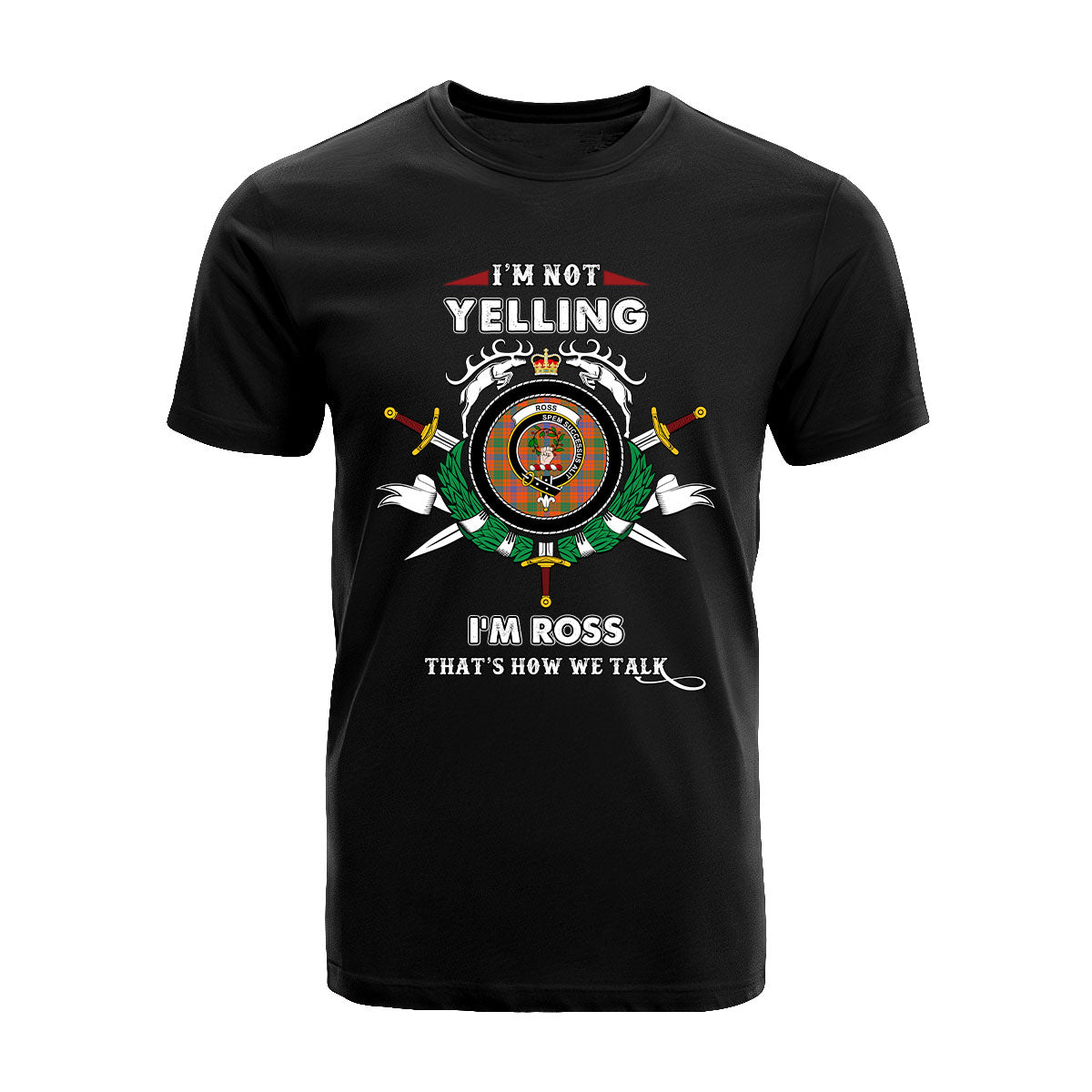 Ross Tartan Crest T-shirt - I'm not yelling style