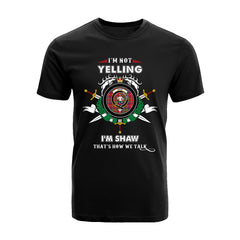 Shaw (of Sauchie) Tartan Crest T-shirt - I'm not yelling style