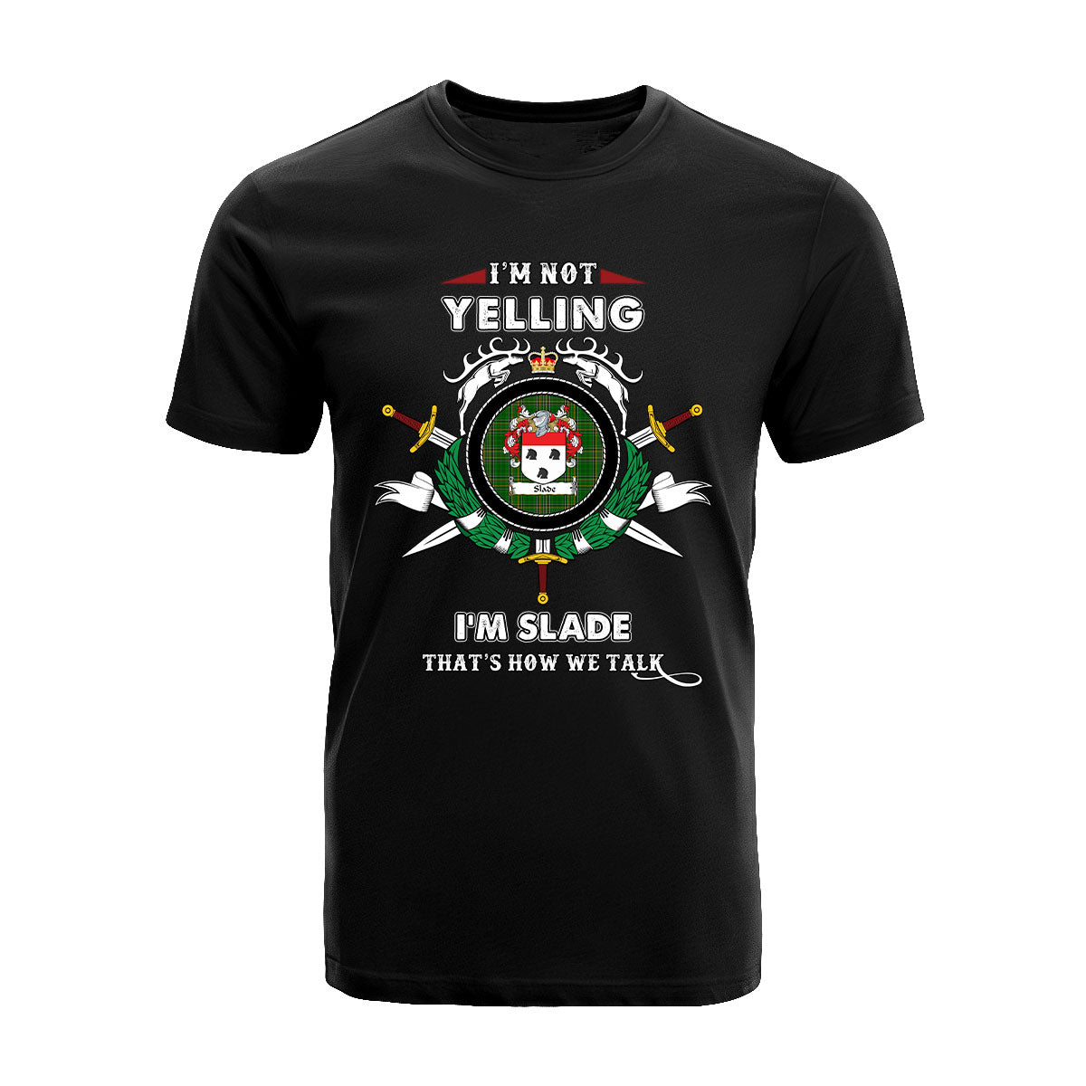 Slade Tartan Crest T-shirt - I'm not yelling style