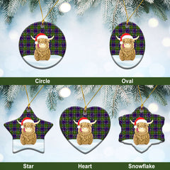 Arnott Tartan Christmas Ceramic Ornament - Highland Cows Style