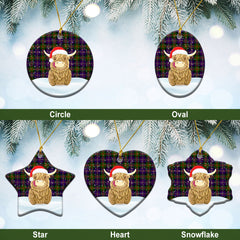 Cameron of Erracht Modern Tartan Christmas Ceramic Ornament - Highland Cows Style