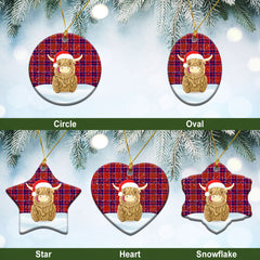 Cameron of Lochiel Modern Tartan Christmas Ceramic Ornament - Highland Cows Style