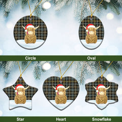 Campbell Argyll Weathered Tartan Christmas Ceramic Ornament - Highland Cows Style