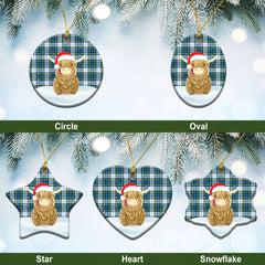 Campbell Dress Ancient Tartan Christmas Ceramic Ornament - Highland Cows Style