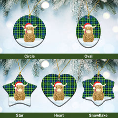 Campbell of Breadalbane Ancient Tartan Christmas Ceramic Ornament - Highland Cows Style