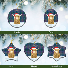 Cooper Ancient Tartan Christmas Ceramic Ornament - Highland Cows Style