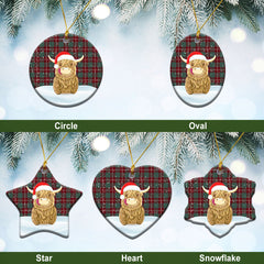 Crawford Modern Tartan Christmas Ceramic Ornament - Highland Cows Style