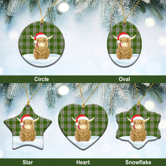 Cunningham Dress Green Dancers Tartan Christmas Ceramic Ornament - Highland Cows Style