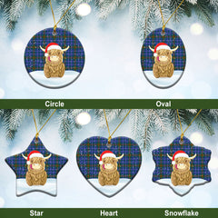 Edmonstone Tartan Christmas Ceramic Ornament - Highland Cows Style