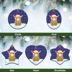 Elliot Modern Tartan Christmas Ceramic Ornament - Highland Cows Style