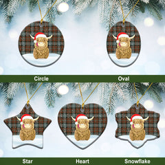 Fergusson Weathered Tartan Christmas Ceramic Ornament - Highland Cows Style