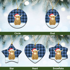 MacKay Blue Tartan Christmas Ceramic Ornament - Highland Cows Style