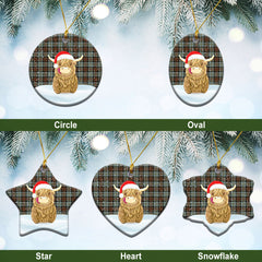 MacLeod of Harris Weathered Tartan Christmas Ceramic Ornament - Highland Cows Style