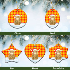 MacMillan Tartan Christmas Ceramic Ornament - Highland Cows Style