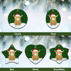 Wallace Hunting Modern Tartan Christmas Ceramic Ornament - Highland Cows Style