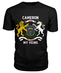 Cameron of Erracht Ancient Tartan Crest 2D T-shirt - Blood Runs Through My Veins Style