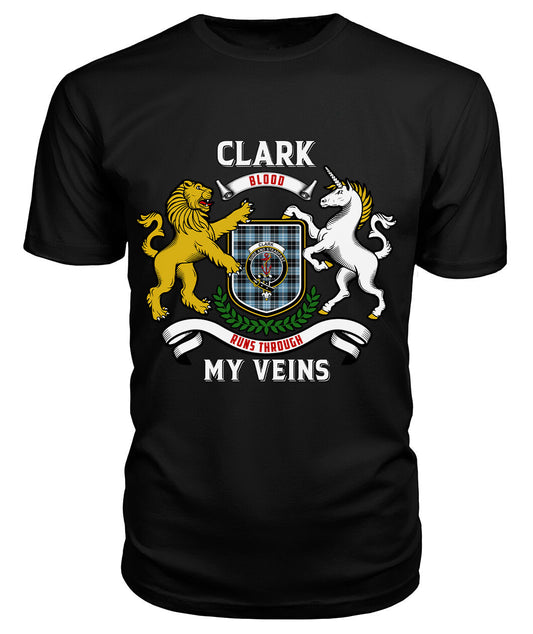 Clark Ancient Tartan Crest 2D T-shirt - Blood Runs Through My Veins Style 1060