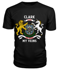 Clark Ancient Tartan Crest 2D T-shirt - Blood Runs Through My Veins Style