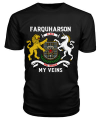 Farquharson Weathered Tartan Crest 2D T-shirt - Blood Runs Through My Veins Style