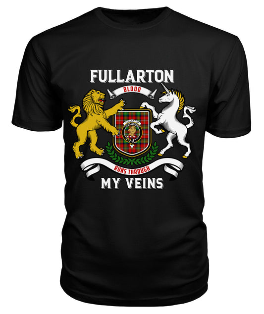 Fullarton Tartan Crest 2D T-shirt - Blood Runs Through My Veins Style 1060