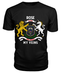 Rose Hunting Modern Tartan Crest 2D T-shirt - Blood Runs Through My Veins Style