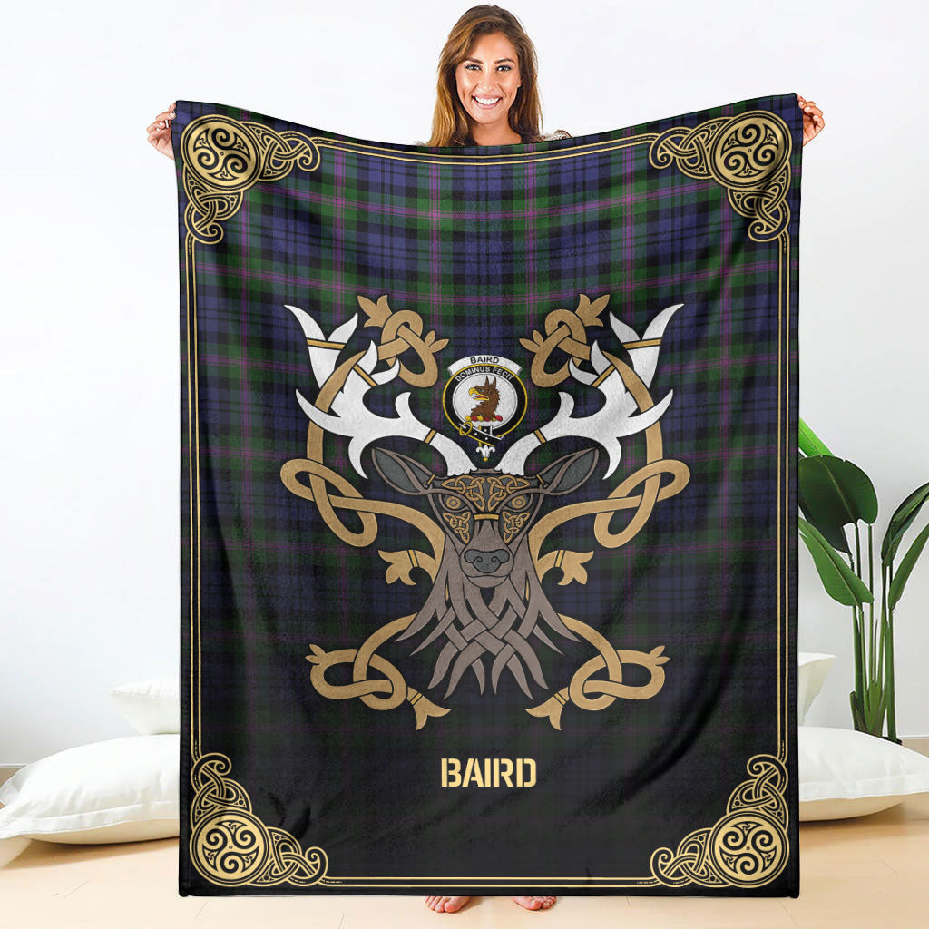 Baird Modern Tartan Crest Premium Blanket - Celtic Stag style